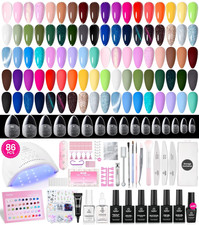 Beetles Gel Nail Kit with U V Light and Nail Tips -86Pcs Travel Holiday 45 Color