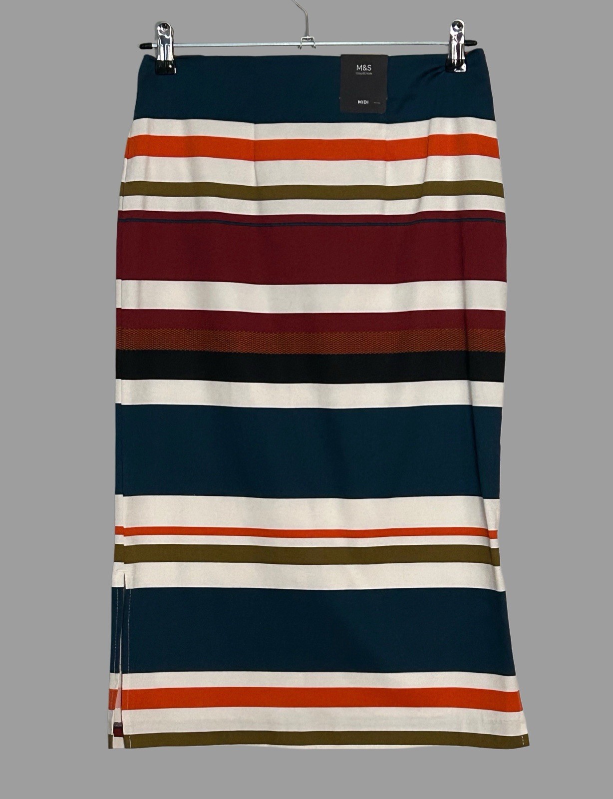 Marks & Spencer Multicolor Straight Midi Skirt Size 10 Brand New With Tags