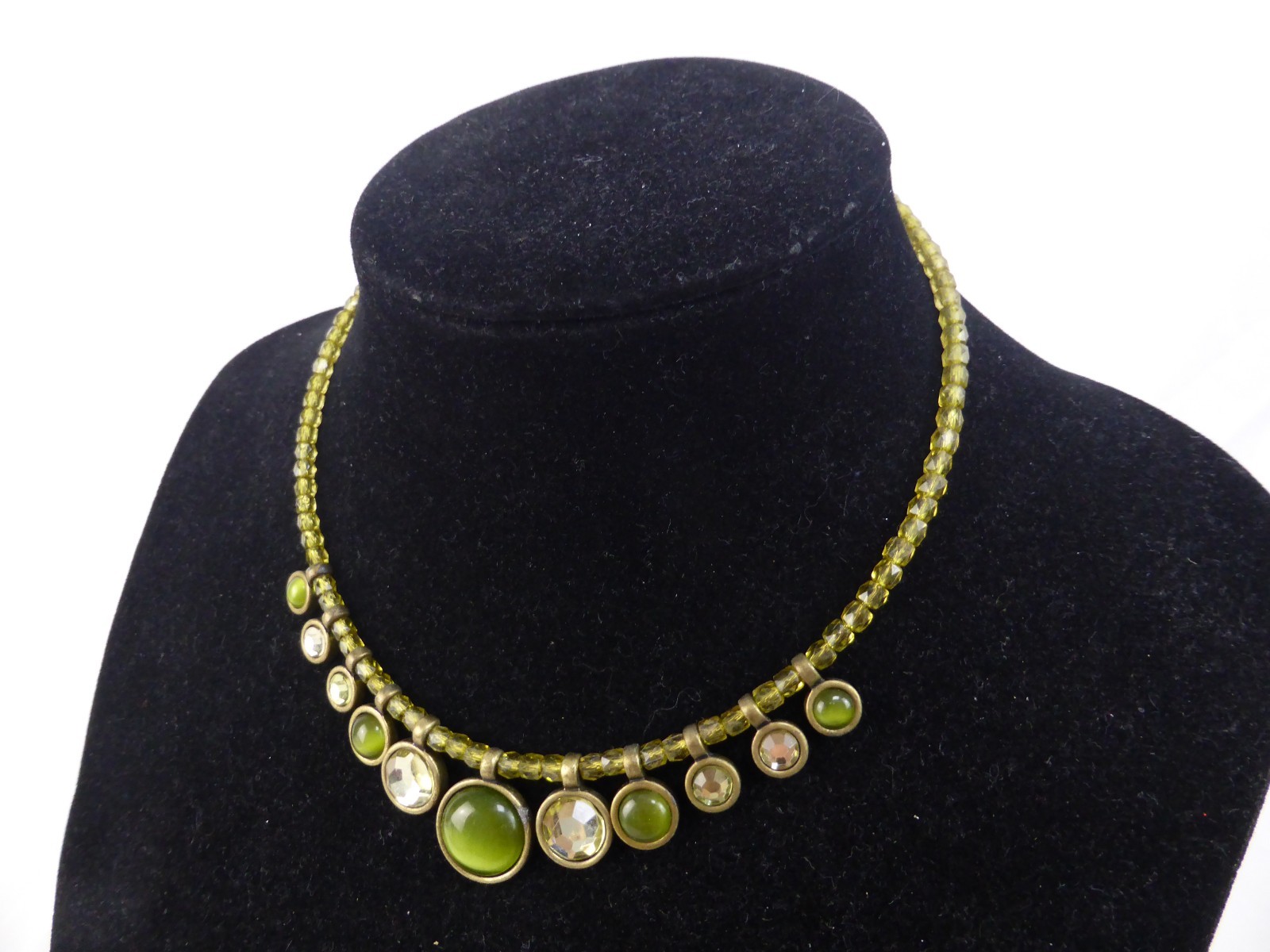 Green Beaded Charm Statement Necklace Unboxed