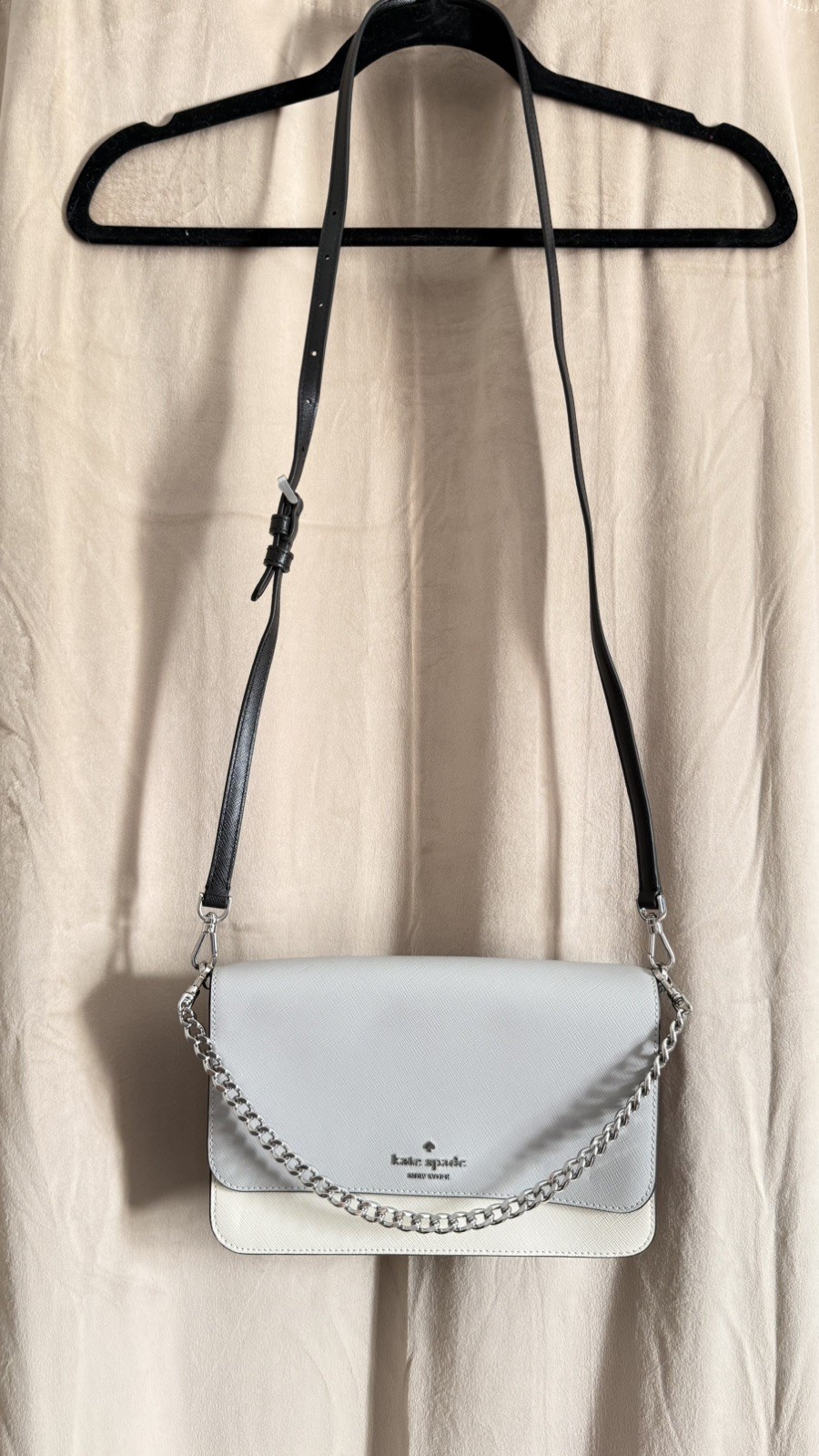 NWOT Kate Spade NY Madison Willow Mini Flap Crossbody Bag Platinum Gray/white thumbnail 11