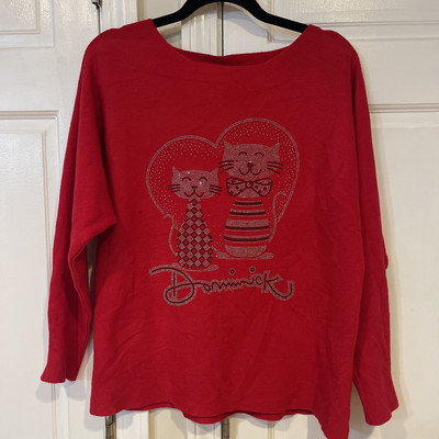 Women s Red Sweater Size Medium Dominick Red Cats