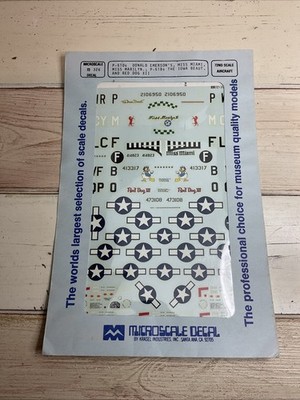 Microscale Decals #72-326 P-51Ds Donald Emerson s, Miss Miami, Miss Marilyn etc.