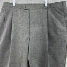 VTG Austin Reed Classic Roll Cuff Gray Wool Pleated Dress Pants Trousers 41x29