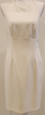Vince Camuto Sheath Dress Women's 10 Knee Halter Sleeveless Solid Ivory Zip