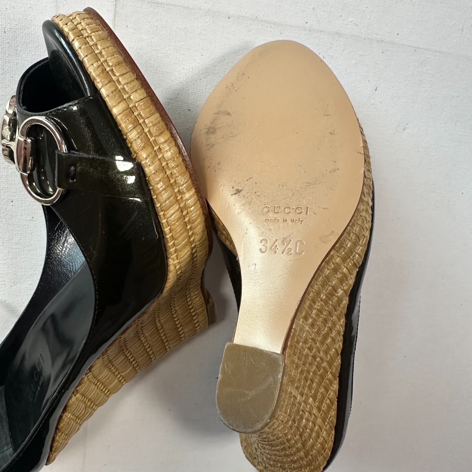Authentic Gucci Retro 90s Black Wedges  Horsebit Size 34 1/2 EU 1.5 UK image 6
