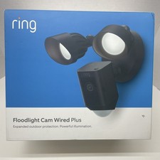 RING FLOODLIGHT CAM WIRED PLUS BLACK 1080P SECURITY CAMERA NEW SEALE CMP127887