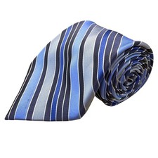 Jones New York Mens Blue Striped Silk Tie Diagonal Classic Pattern Business 58"x