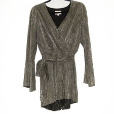 If By Sea Womens Romper Large Black Gold Metallic Rave Disco Nightclub Going Out