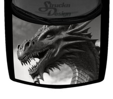 Spiked Dragon Fierce Grayscale Jagged Hood Truck Wrap Vinyl Car Graphic Decal