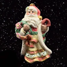 Fitz and Floyd Santa Ornament Ceramic Painted Small Figurine 4”T 2.5”W