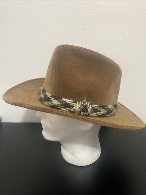 Stetson Hat Brown Velour L 7-7 1/8 70s Western Cowboy VTG