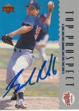 BRAD RADKE MINNESOTA TWINS  SIGNED 1995 UPPER DECK CARD #257