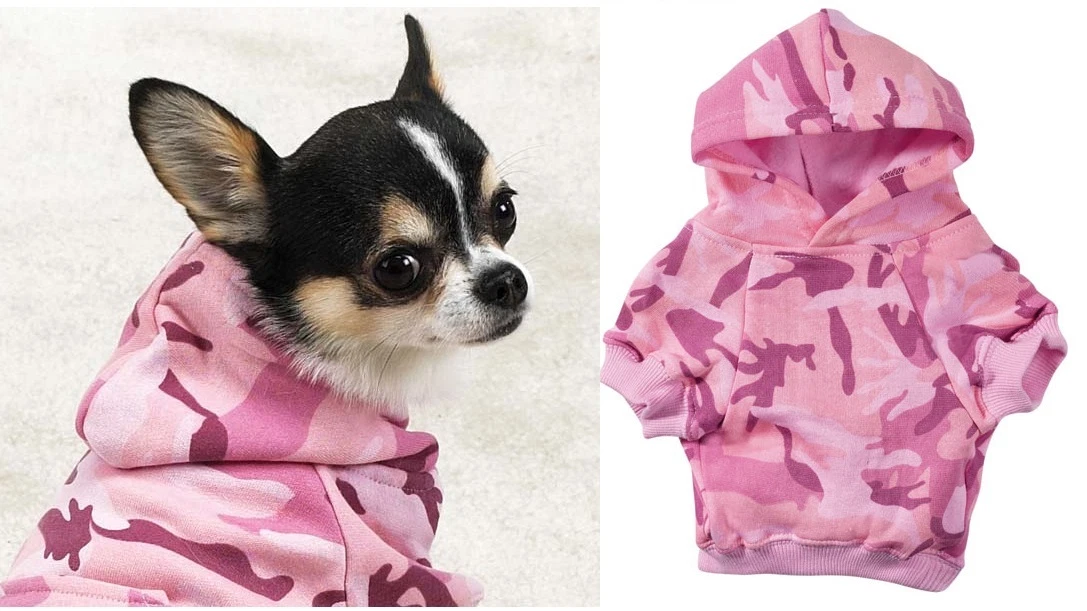 Pink Camo Dog Hoodies Cute High Quality 100 Cotton Kangaroo Pocket Sweatshirt