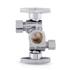 EFIELD 5/8"ODx 3/8"OD Compr. x1/4" OD Compr. Dual Stop Valve 1/4 Turn Lead Free