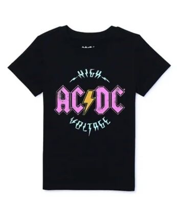 AC/DC girls Officially Licensed High Voltage Tour Heavy Metal Rock T-Shirt Black