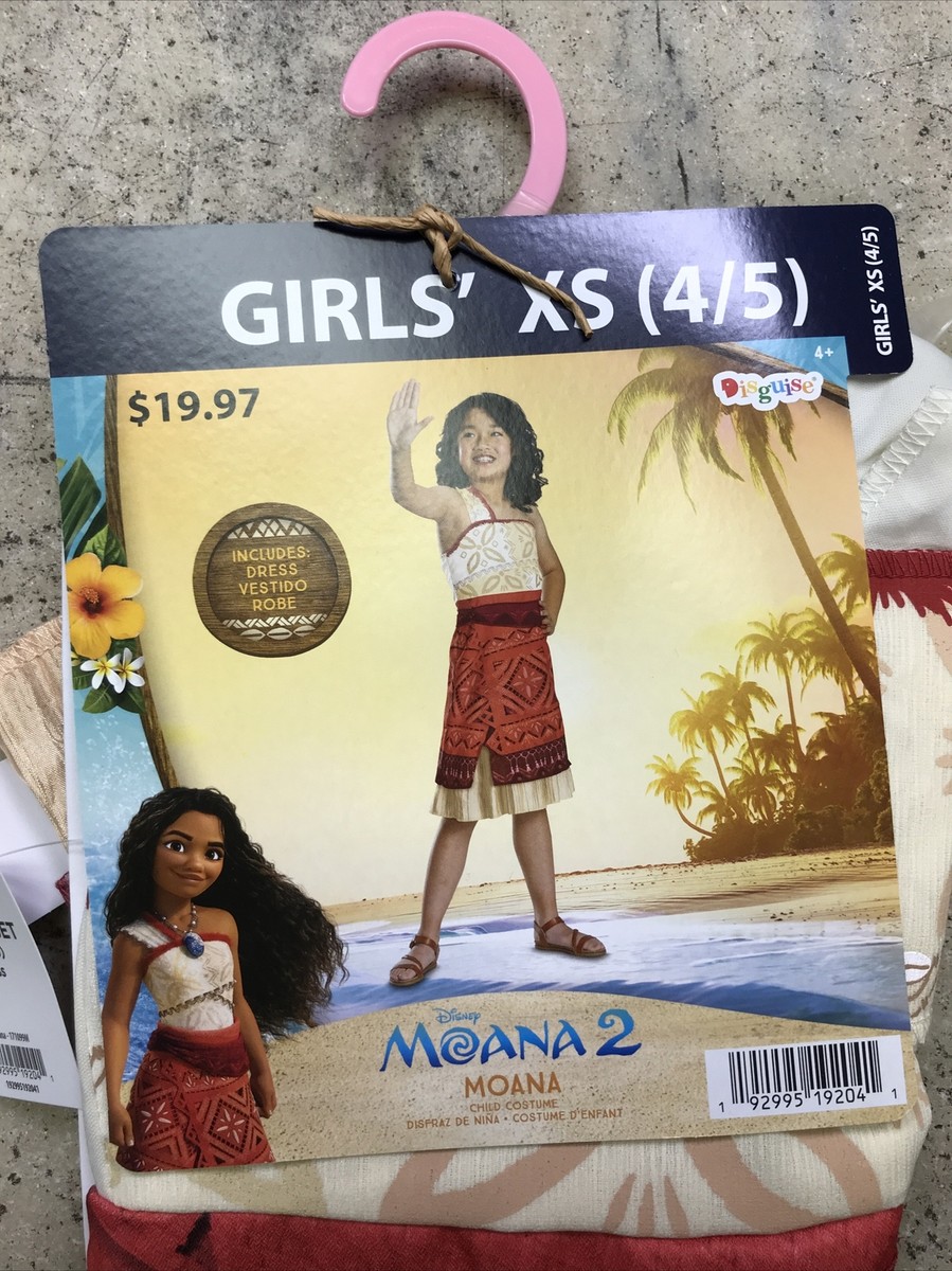 New NWT Disney Moana 2 Girls Classic Dress Costume Size XS 4/5