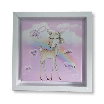 Babygeschenk - Forest Friends Leinwand, personalisierbar mit Geburtsdaten
