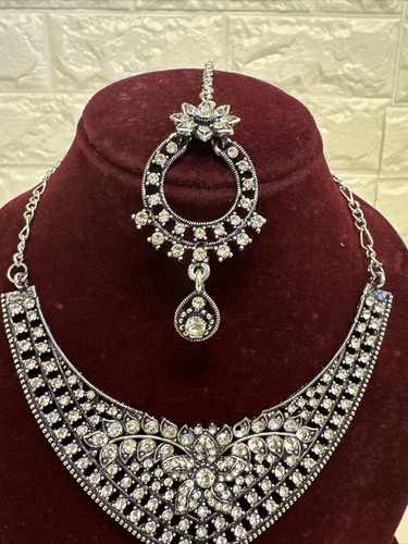 Ethnic Bollywood Style Tibetan Silver Oxidized Choker Necklaces Indian Jewelry - Picture 7 of 22