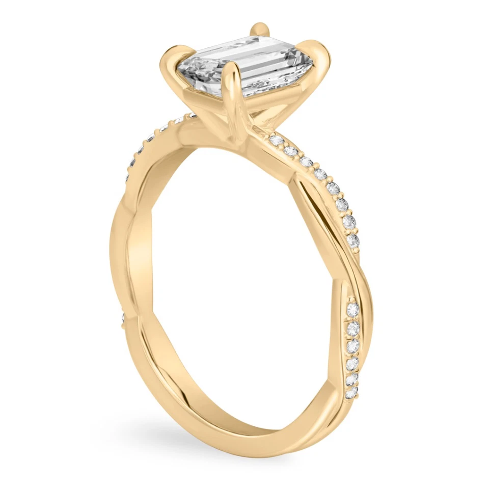 Diamond Wedding Ring IGI 1.10 Ct Emerald Lab Created 14K Yellow Gold E F VS - Image 2 of 4