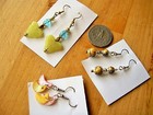 NEW LOT OF 3 MIX CUSTOM GLASS BUTTERFLY SHELL MOONS GOLD DANGLE EARRINGS -1.7" — photo 6