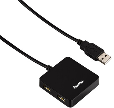 USB 4 PORT HUB in SCHWARZ, HUB STYLE BUS POWERED = Hama USB 2.0 #12131 (UK-Ware)