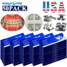 Dental Ortho Metal Brackets Braces MBT/ROTH 022 3/345 Hooks MIM Mesh Base 50Pack