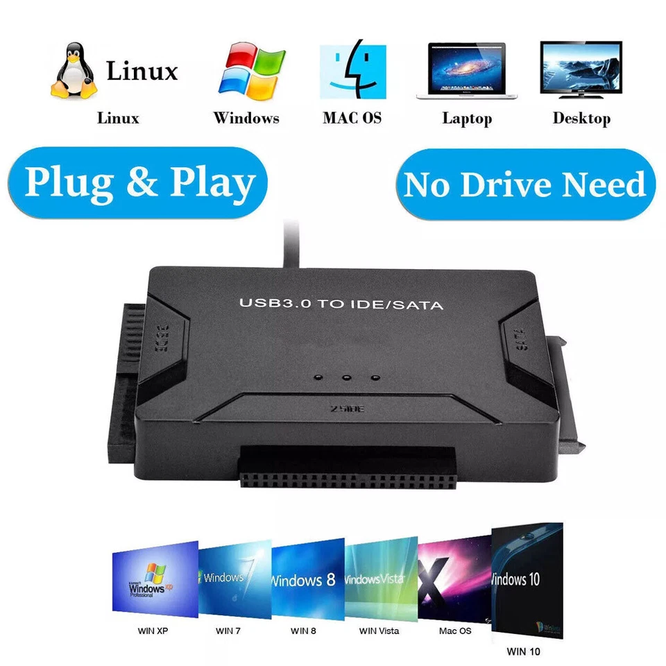 USB 3.0 To IDE/SATA Converter Adapter Kit For 2.5"/3.5" SATA/IDE/SSD Hard Drive - Image 2 of 4