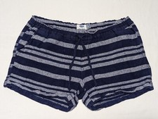 Old Navy Blue Strip Linen Drawstring Elastic Waist Shorts Size Medium