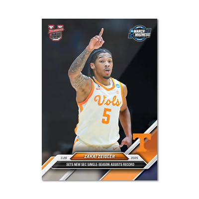 2024-25 Topps Bowman U Now 102 Zakai Zeigler Tennessee SEC Assists Record PR 500