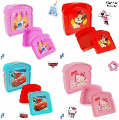 Pausen box Brotbox Prinzess Hello Kitty Minnie Brotdose Schule Kindergarten NEU