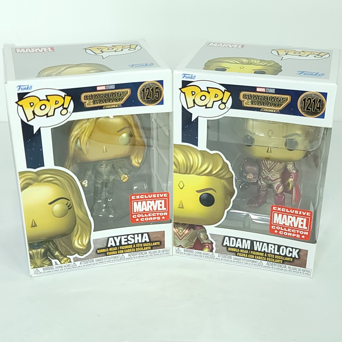Lot Funko POP Marvel Guardians of Galaxy Ayesha 1215 Adam 1214 Collector  Corps