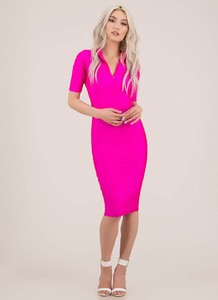 neon pink midi dress