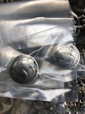 Lot of 5 BUFFALO NICKEL INDIAN HEAD REPRODUCTION COIN CONCHOS 7/8" Complete Yes