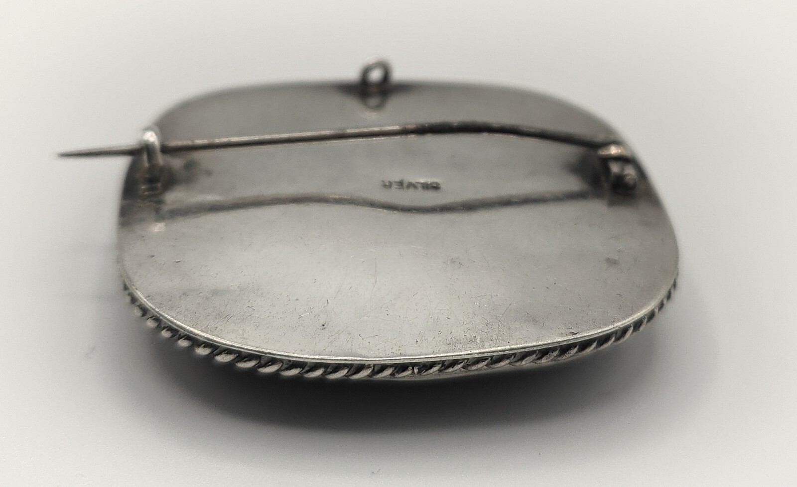 Large Antique Solid Silver Brown Dotted Agate Sta… - image 6