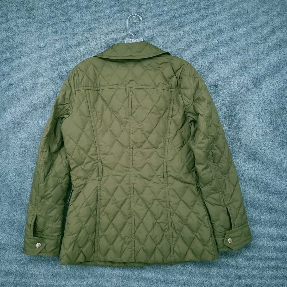 J Crew куртка женщин S маленький зеленый центр города поле военного вниз выстеганная Snap - Изображение 2 из 4