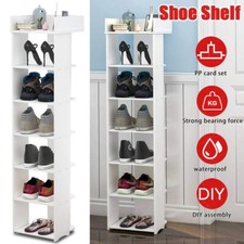 7 Tier Shoe Rack Vertical Wooden Organizer Storage Entryway Shoes Tower Stand