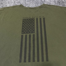 Bayside American Flag Print Made In USA Men's T-Shirt Size XXL Army Green