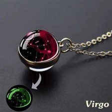 Virgo Zodiac Night Glow Pendant Unisex Luminous Necklace Men Women Gift New