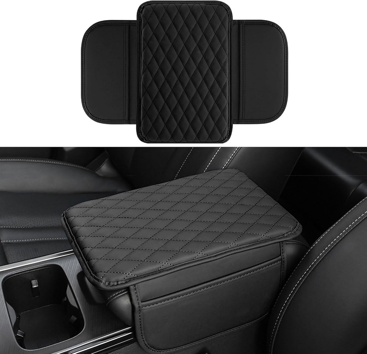 Car Center Console Cover, Car Armrest Box Pad Mat, Memory Foam Leather