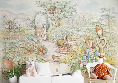 3D Rabbit Cat Vegetable Garden Cartoon Wallpaper Wall Murals Removable Wallpaper