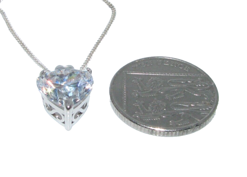 Mujer Plata de Ley 40.6cm Cadena & Piedra Transparente Colgante Corazón - Imagen 6 de 9