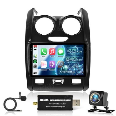 DAB+ 4+64GB Android 15 Carplay Autoradio Navi Für Renault Dacia Duster 2015-2018
