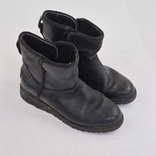 UGG Classic Ultra Mini Boots 5.5 Black Womens Leather Ankle
