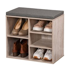 Schuhregal mit Sitzfl&auml;che 5 Ablagen MDF grau 48 x 30 x 51,5 cm FSC Kesper