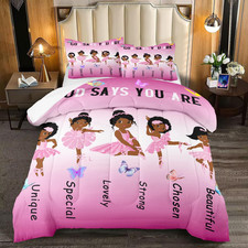 African Black Girl Ballet Bedding Sets Princess Comforter Set Cute Ballet Prince