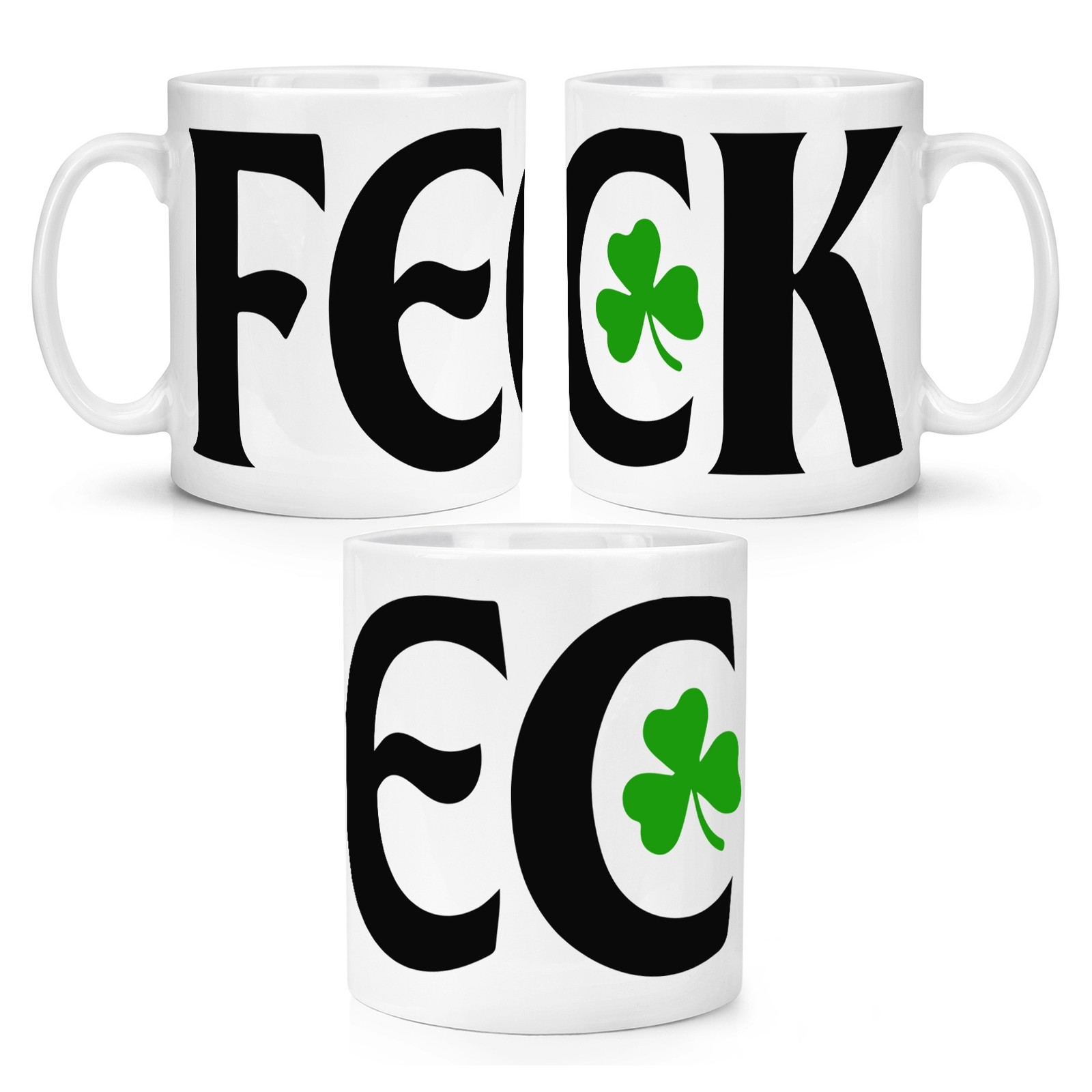 Feck Wrap 10oz Mug Cup Joke Rude Funny Ireland Irish Shamrock