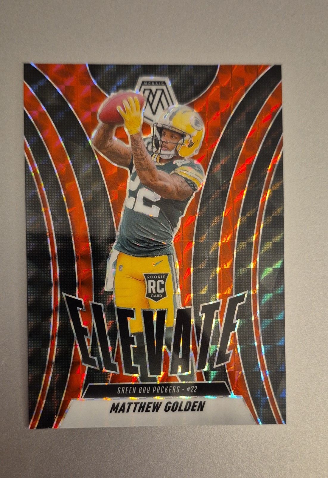 2025 Panini Mosaic - Elevate Matthew Golden #3 Red Mosaic Prizm (RC)