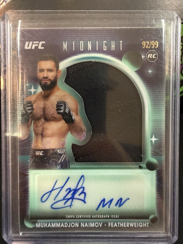 Muhammadjon Naimov 92/99 Rookie Relic Autograph 2025 Topps Midnight UFC