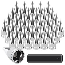 33mm x 4-3/4" Spike Lug Nut Covers 40PCS, Chrome Screw On Lug Nut Caps for Semi