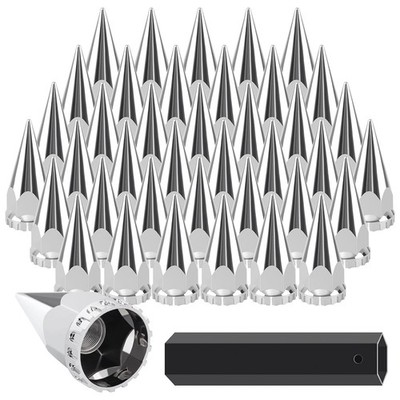 33mm x 4-3/4'' Spike Lug Nut Covers 40PCS, Chrome Screw On Lug Nut Caps for Semi 
